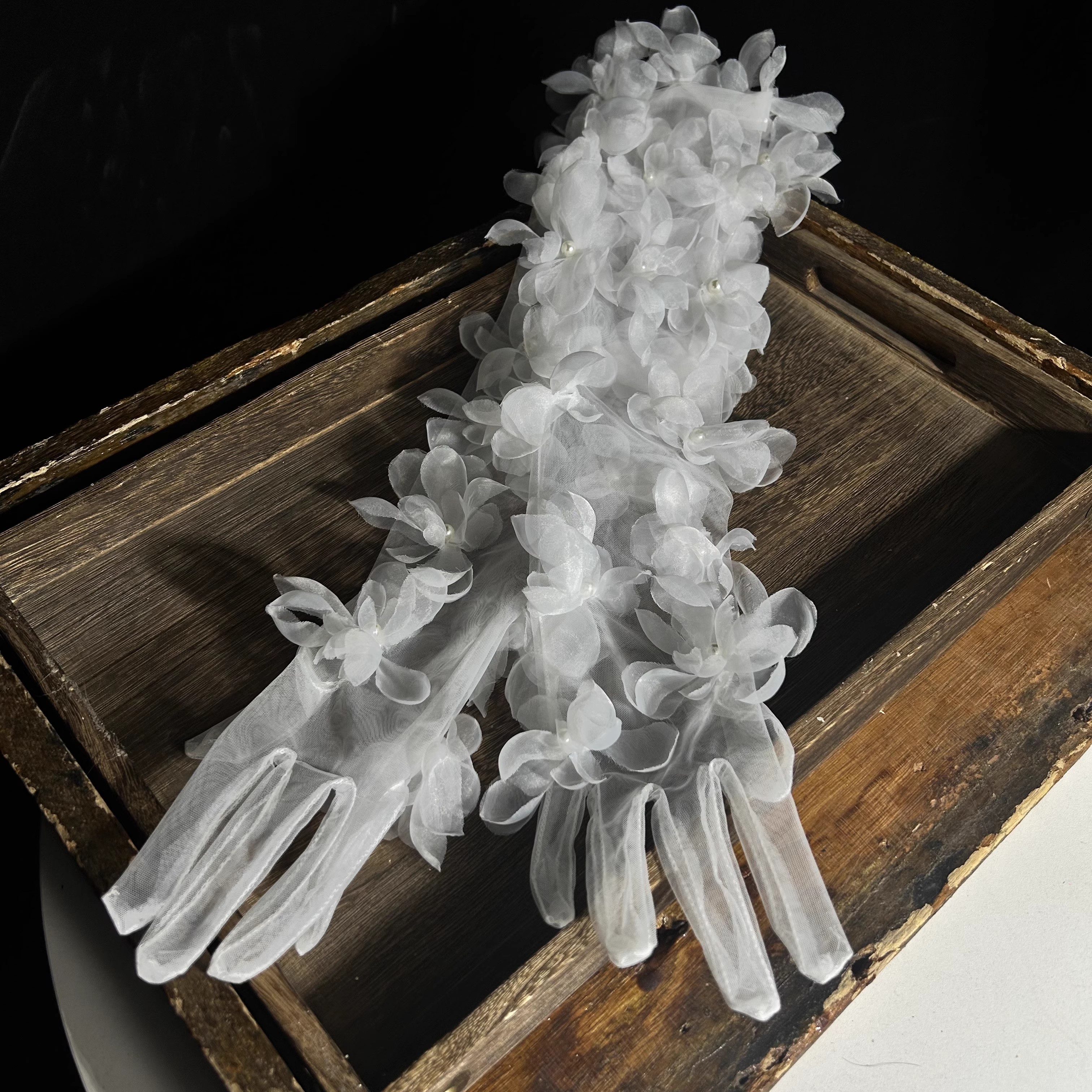 Vintage Fashion Photographers - Long Flower Mesh Glove Women's Elegant