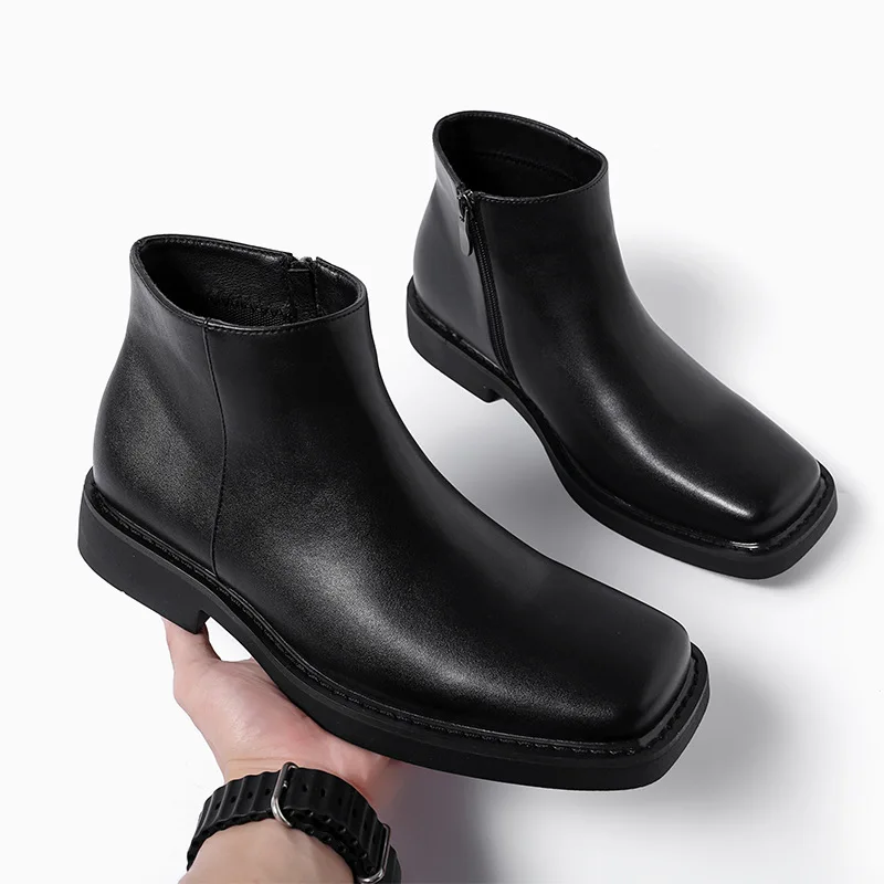 Vintage Fashion Dresses - Black New Fashion Men Casual Leather