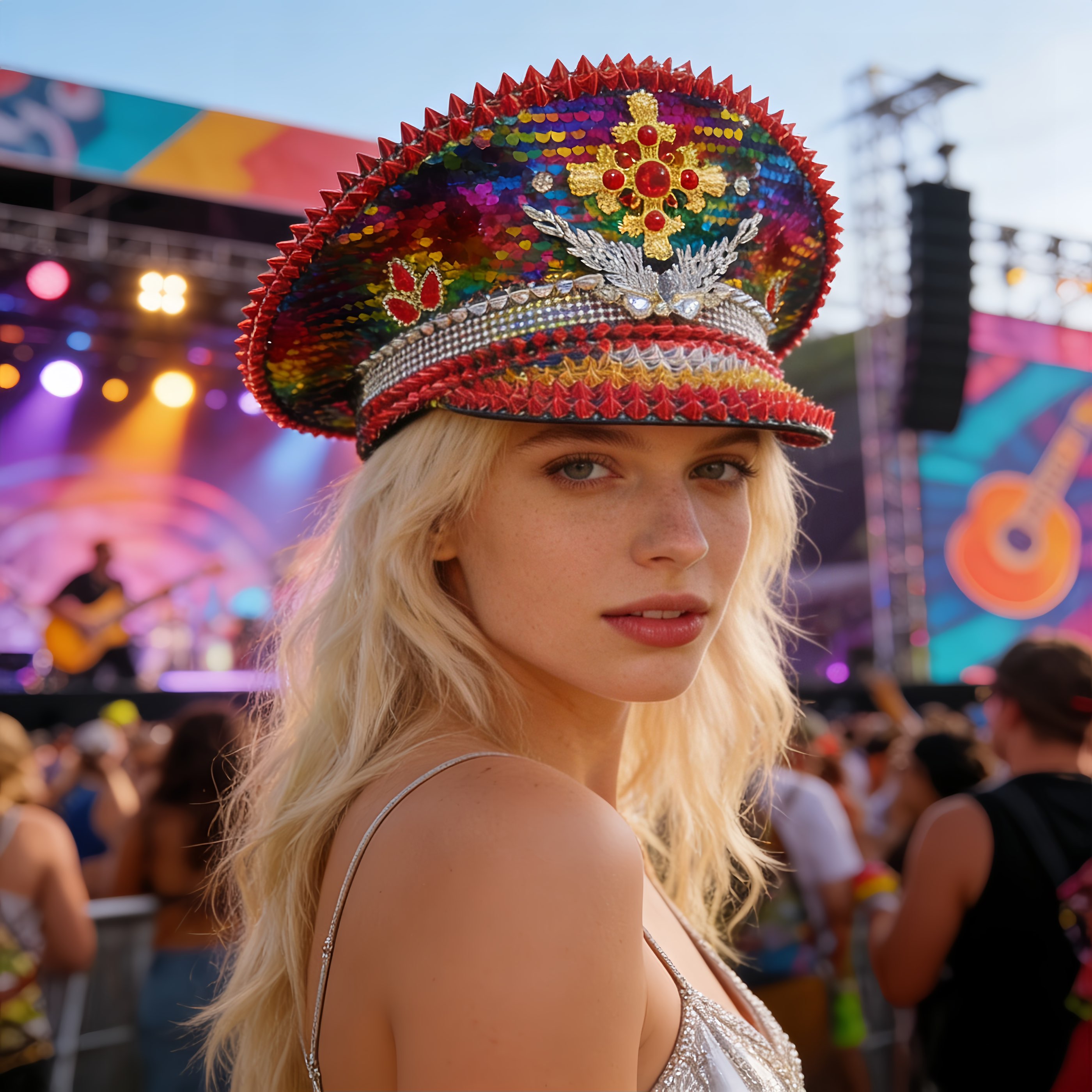 Vintage Fashion Hats - HongLuan Colourful Fashion Captain Hat Rhinestone