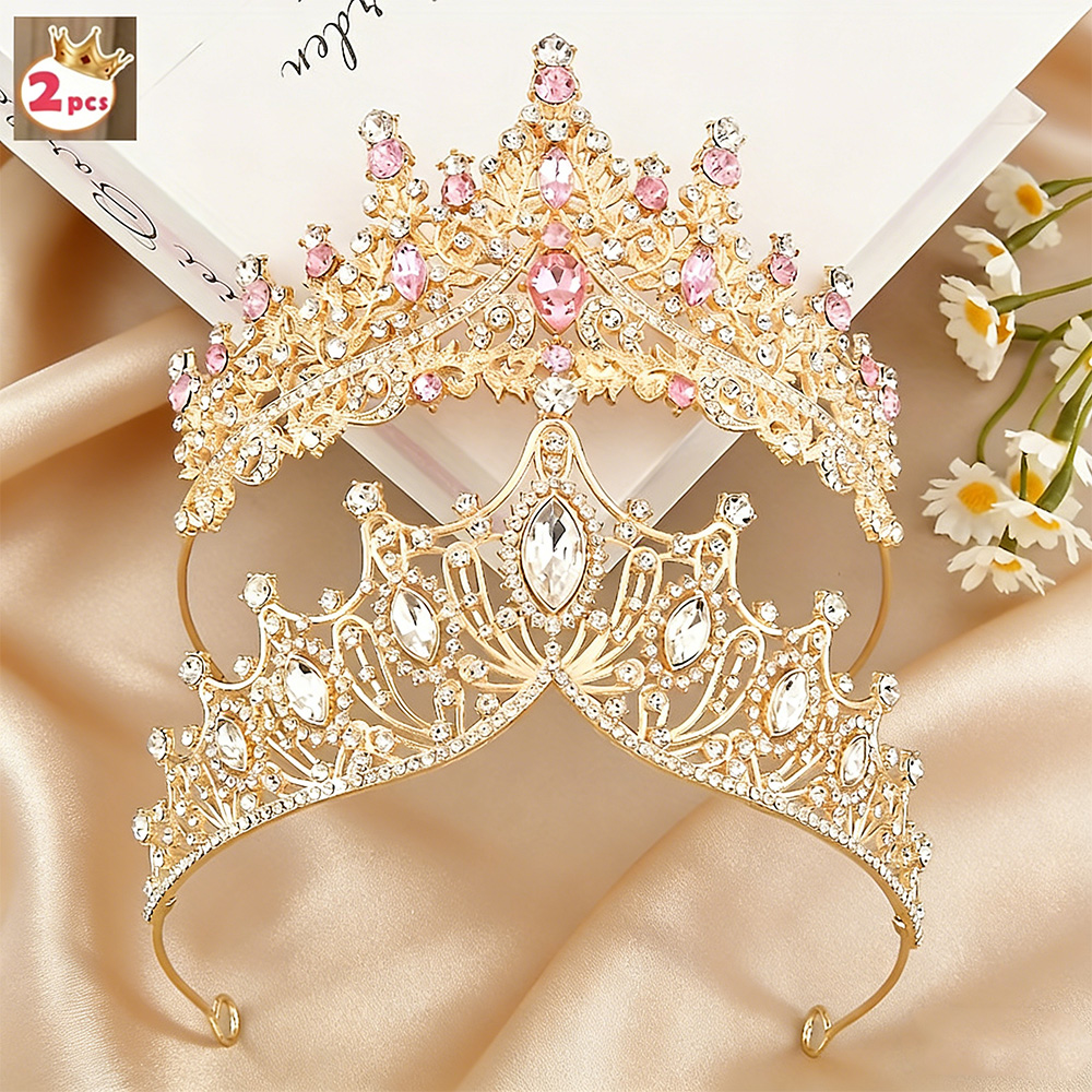 Vintage Fashion Women - 2Pcs Exquisite Vintage Baroque Gold Tiara
