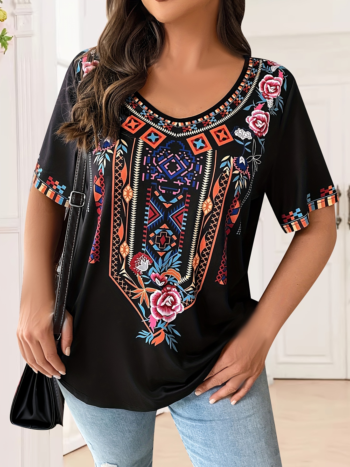 Crochet Top Boho - Plus Size Women's T-Shirt Boho Harajuku