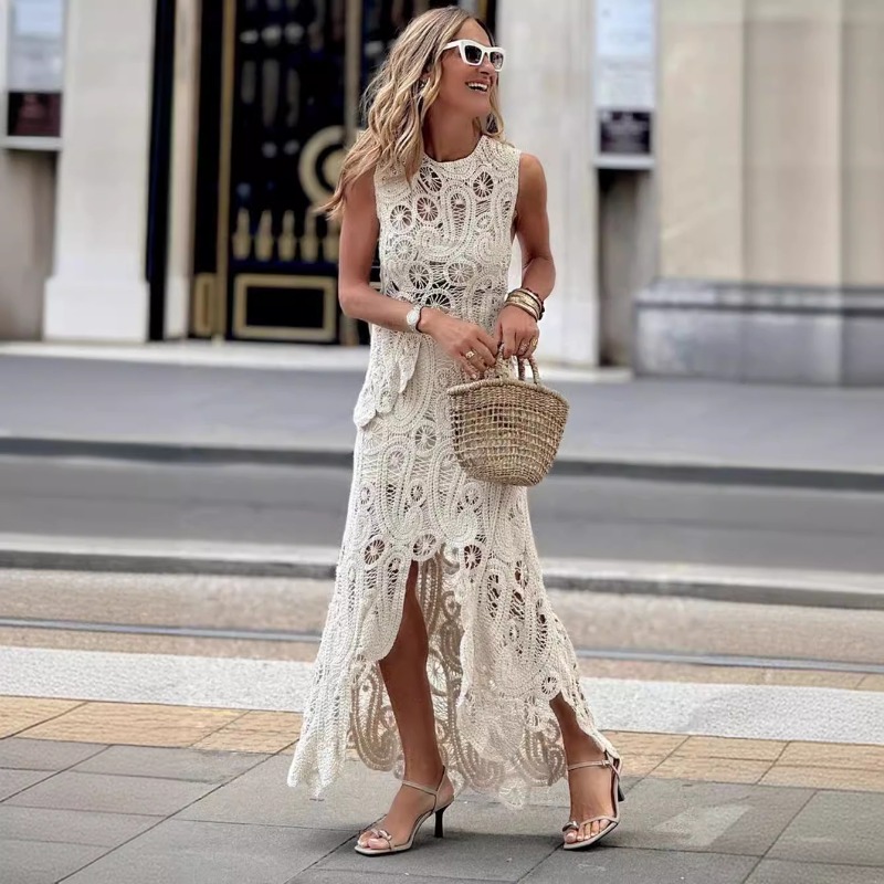 Crochet Top Boho - Elegant White 2 Piece Crochet Lace