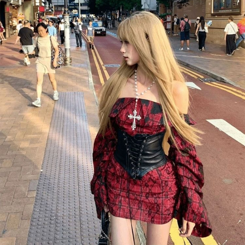 Japanese Gothic Y2k Lolita Sty - Vintage Fashion Outfit ulasan dan harga
