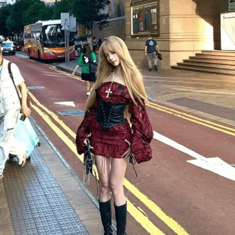Japanese Gothic Y2k Lolita Sty - Vintage Fashion Outfit ulasan dan harga