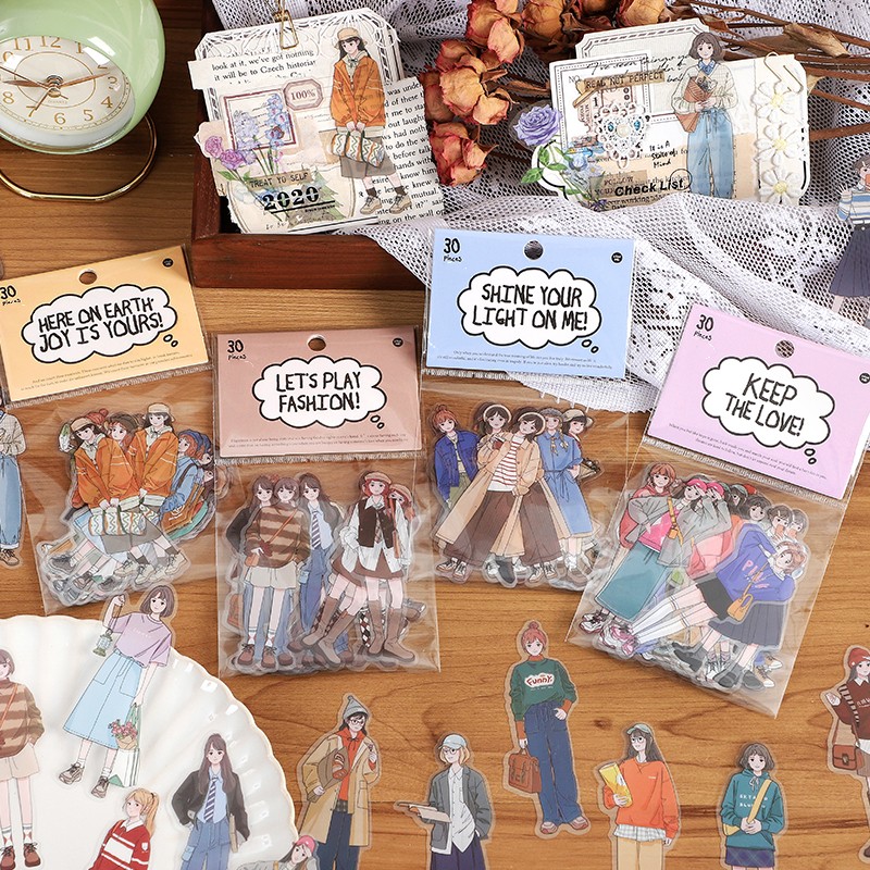 30Pcs Vintage Cute Fashion Gir - Vintage Fashion Journal ulasan dan harga