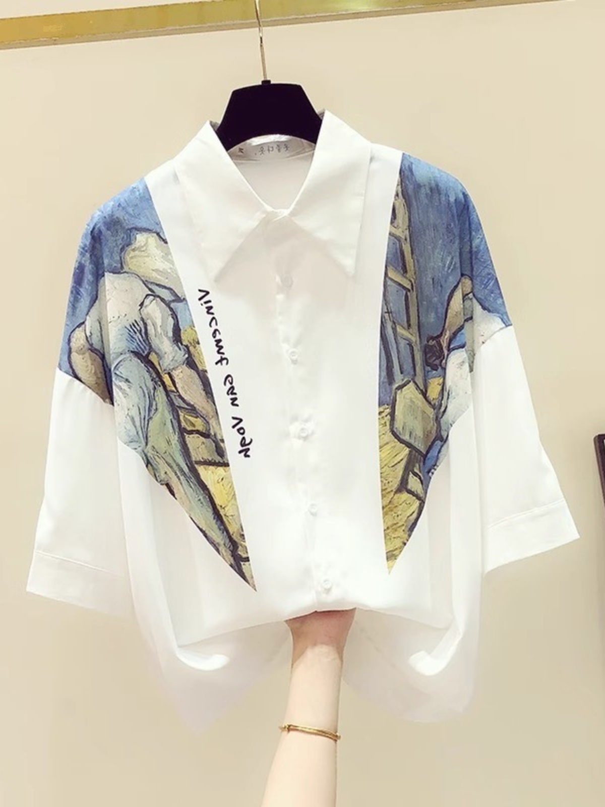 White Printed Chiffon Short Sl - Vintage Fashion Outlet ulasan dan harga