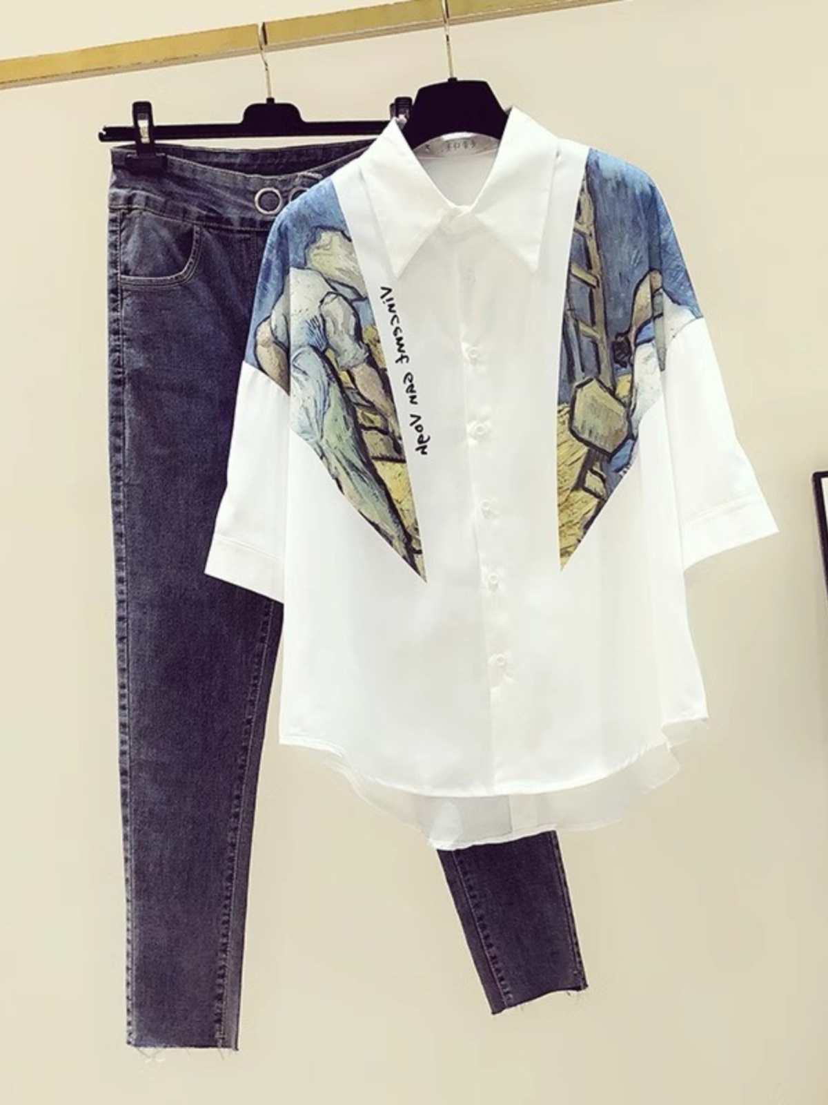 White Printed Chiffon Short Sl - Vintage Fashion Outlet ulasan dan harga