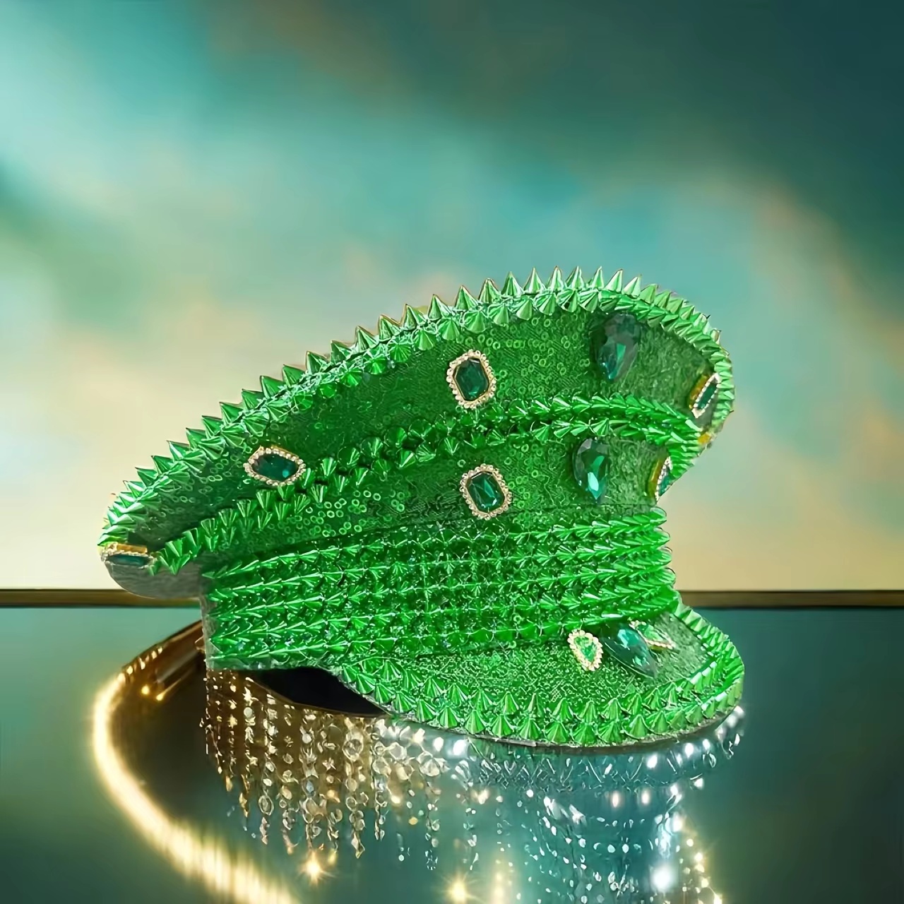 HongLuan Green Fashion Sequin  - Vintage Fashion Hats ulasan dan harga