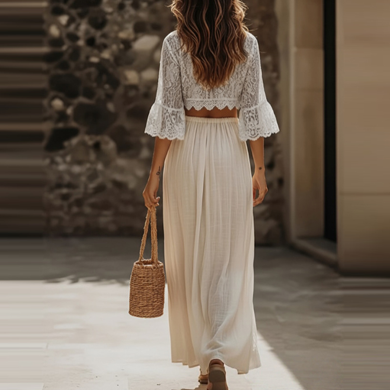 Sexy V-neck Flare Sleeve Top w - Vintage Fashion Outfit ulasan dan harga