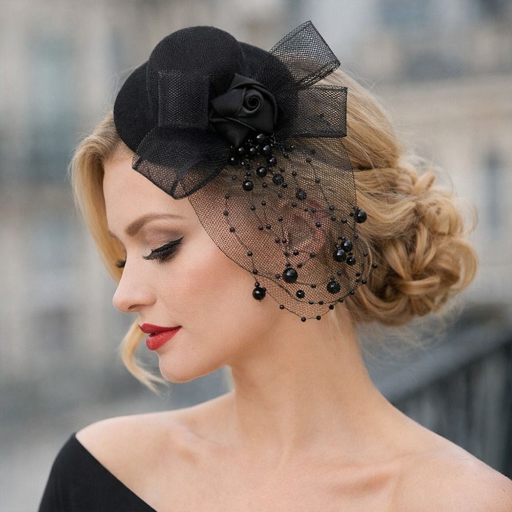 Fashion Elegant Mesh Top Hat B - Vintage Fashion Hats ulasan dan harga
