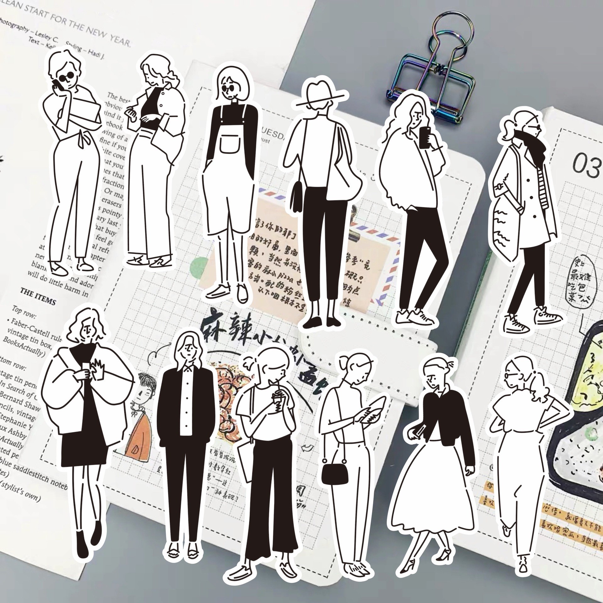 63Pcs Vintage Black White Fash - Vintage Fashion Journal ulasan dan harga