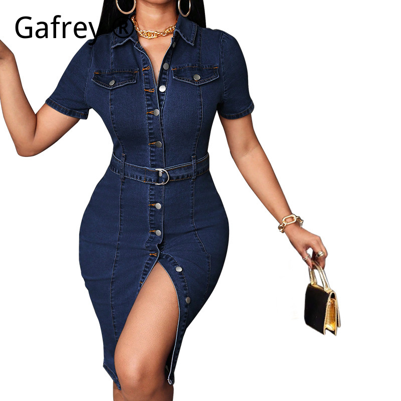 Women Denim Midi Dress Stretch - Vintage Fashion Outfit ulasan dan harga
