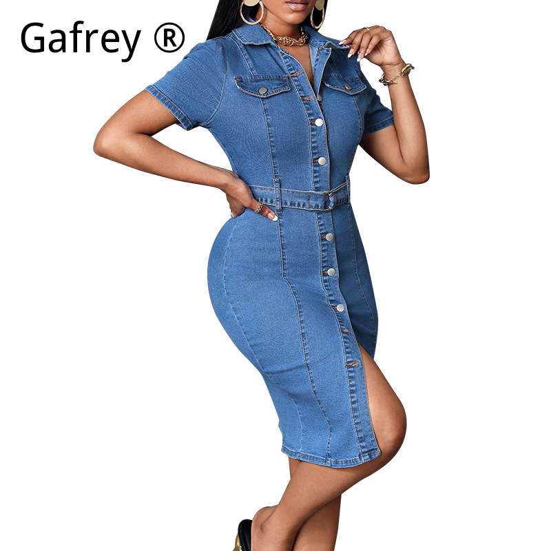 Women Denim Midi Dress Stretch - Vintage Fashion Outfit ulasan dan harga
