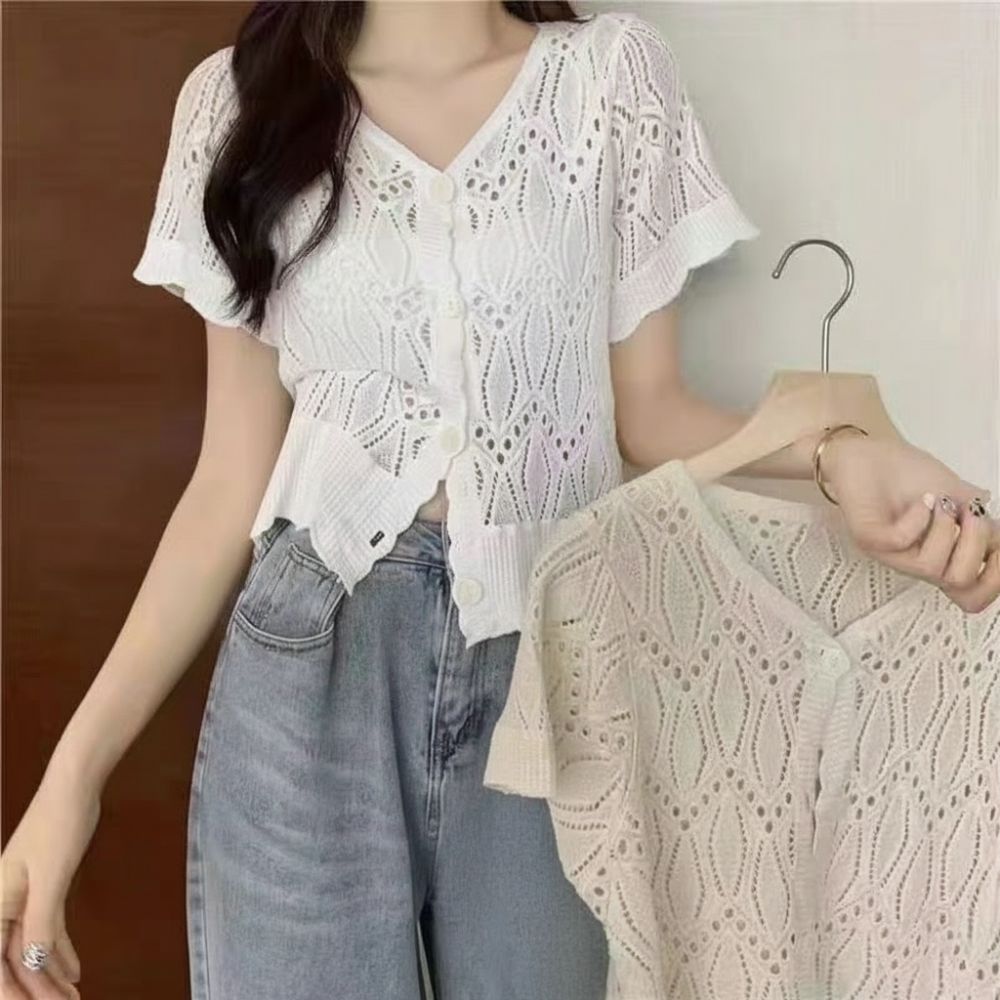 Fashion V-Neck Crochet Top Ope - Crochet Top Boho ulasan dan harga