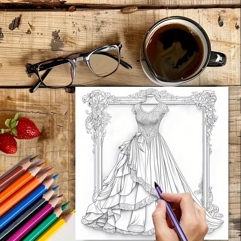 Dreamy Lady Outfit Adult Color - Vintage Fashion Coloring Book ulasan dan harga