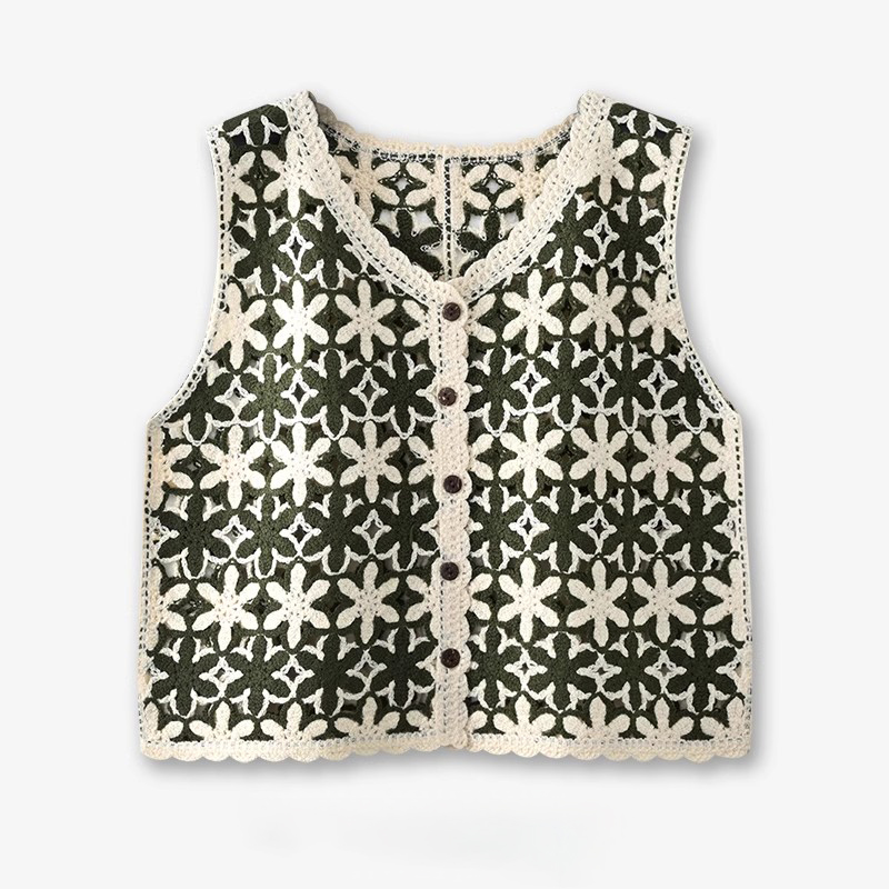 Floral Crochet Waistcoat Top f - Crochet Top Boho ulasan dan harga