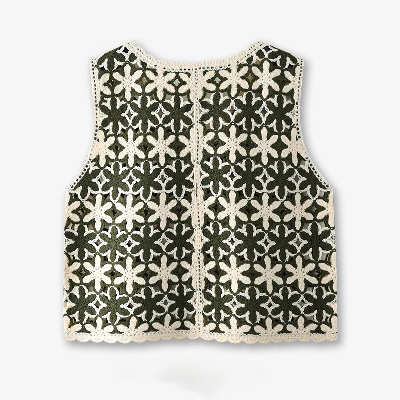 Floral Crochet Waistcoat Top f - Crochet Top Boho ulasan dan harga