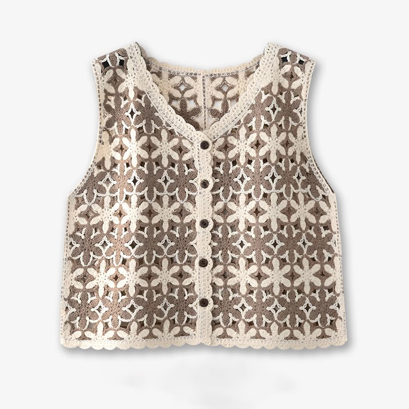 Floral Crochet Waistcoat Top f - Crochet Top Boho ulasan dan harga