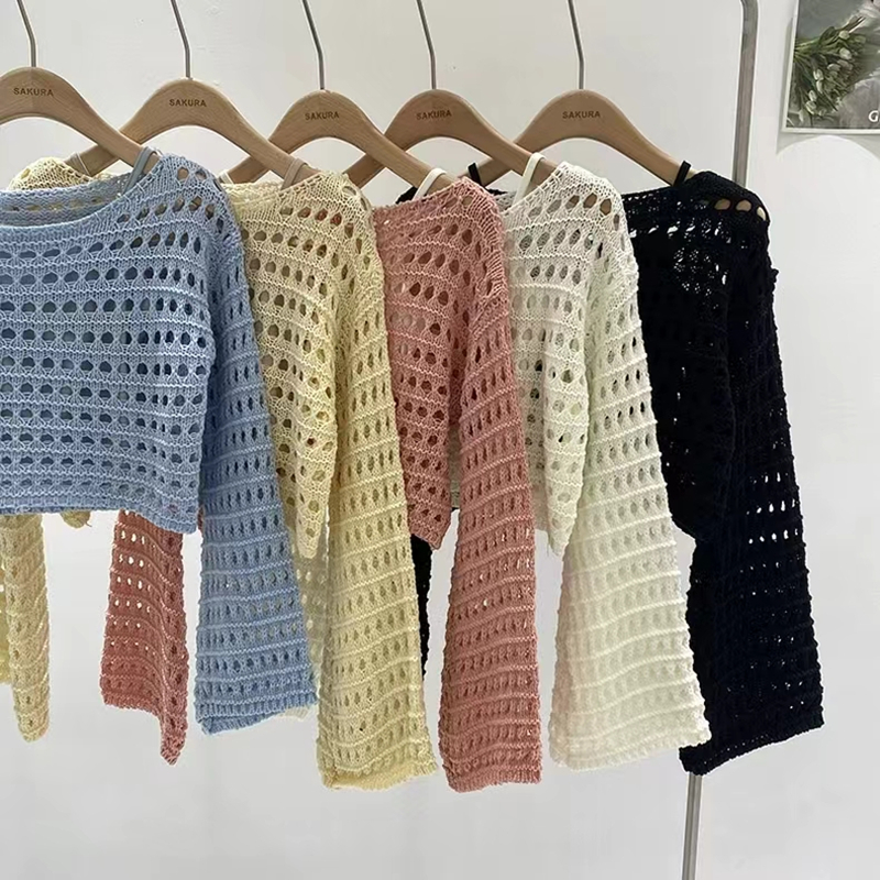 Long Sleeve Crochet Knit Top S - Crochet Top Boho ulasan dan harga