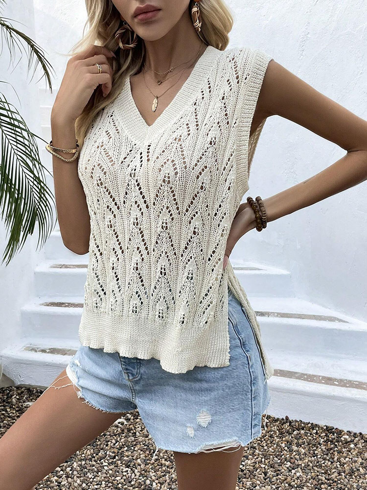 Women's Beige Crochet Vest Top - Crochet Top Boho ulasan dan harga