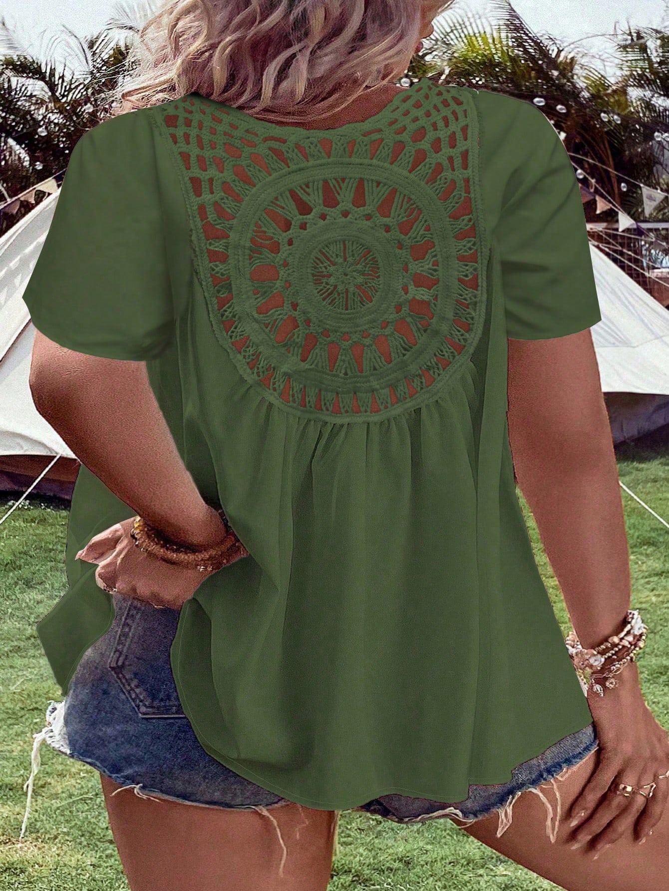 Women's Plus Size Crochet Back - Crochet Top Boho ulasan dan harga