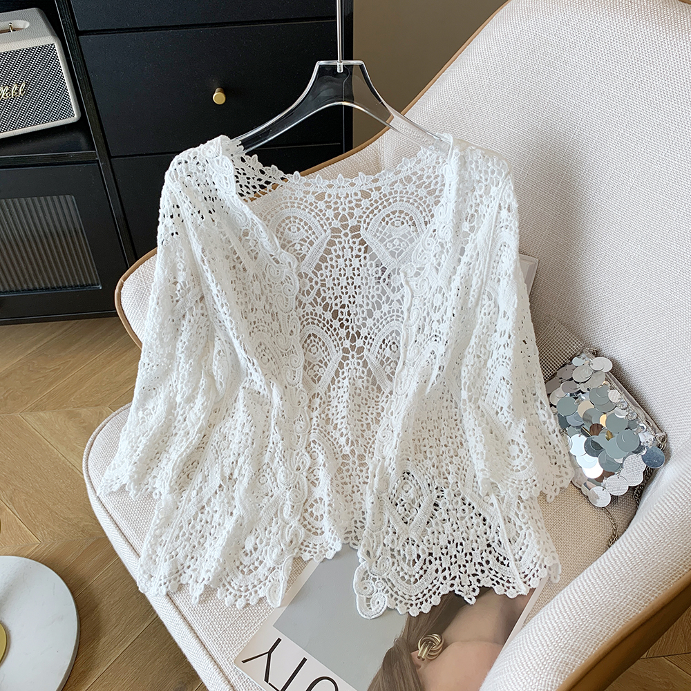 Sheer Crochet Cardigan Open Fr - Crochet Top Boho ulasan dan harga