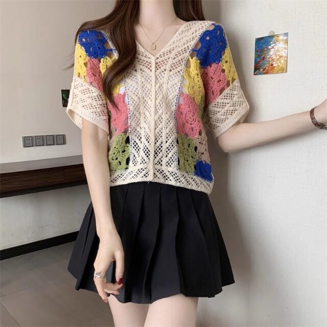 Floral Crochet Knit Top for Wo - Crochet Top Boho ulasan dan harga