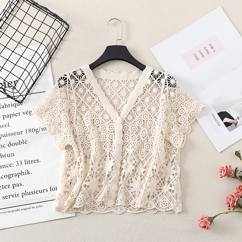 Boho Crochet Knit Top Short Sl - Crochet Top Boho ulasan dan harga