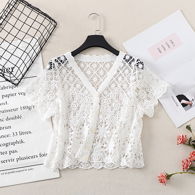 Boho Crochet Knit Top Short Sl - Crochet Top Boho ulasan dan harga