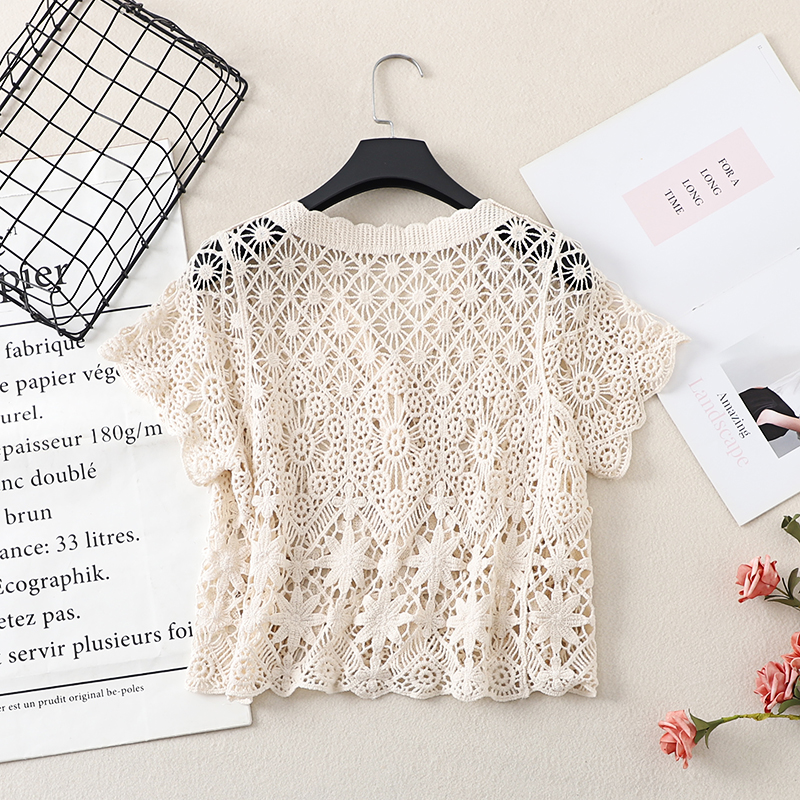 Boho Crochet Knit Top Short Sl - Crochet Top Boho ulasan dan harga