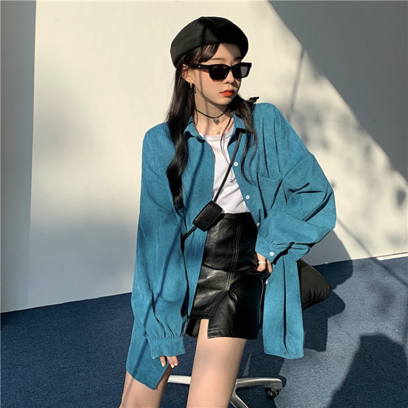 Loose Long Sleeve Shirt Jacket - Vintage Fashion Hong Kong ulasan dan harga