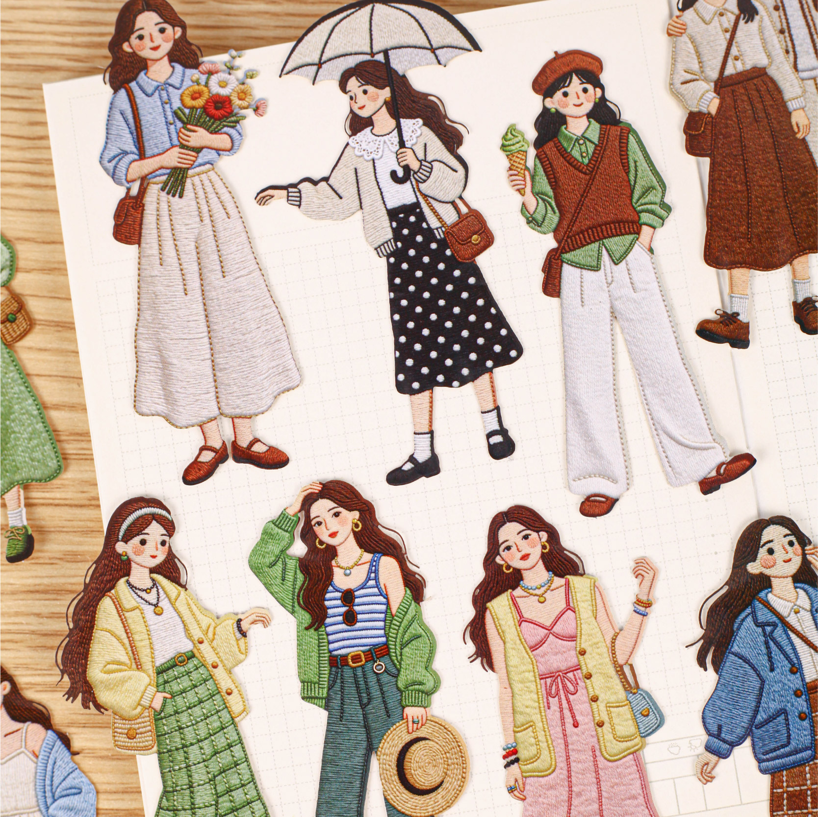 16pcs  Retro Fashion Character - Vintage Fashion Journal ulasan dan harga
