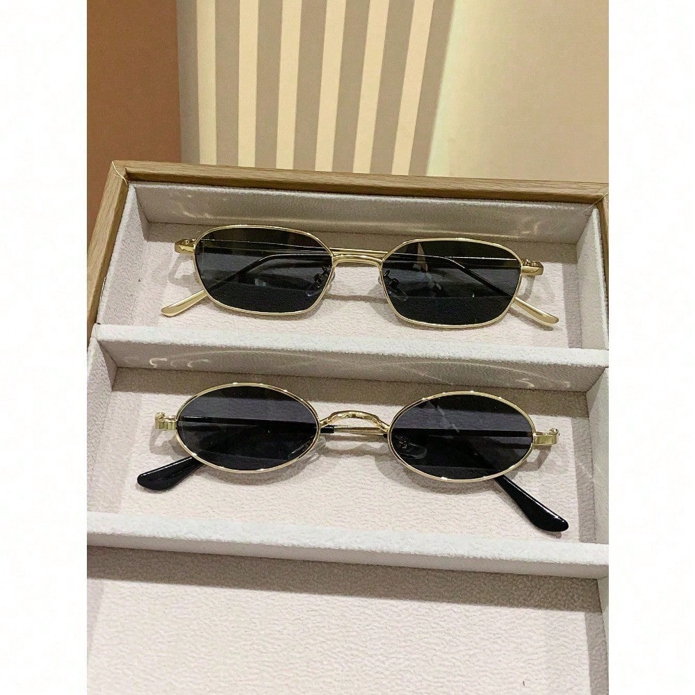 1Pc Vintage Oval Metal Sunglas - Vintage Fashion Outfit ulasan dan harga