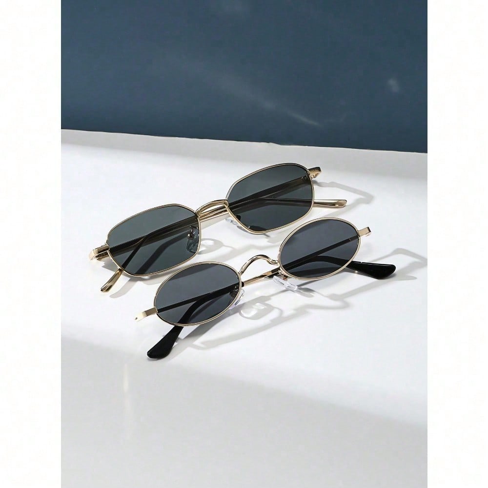 1Pc Vintage Oval Metal Sunglas - Vintage Fashion Outfit ulasan dan harga