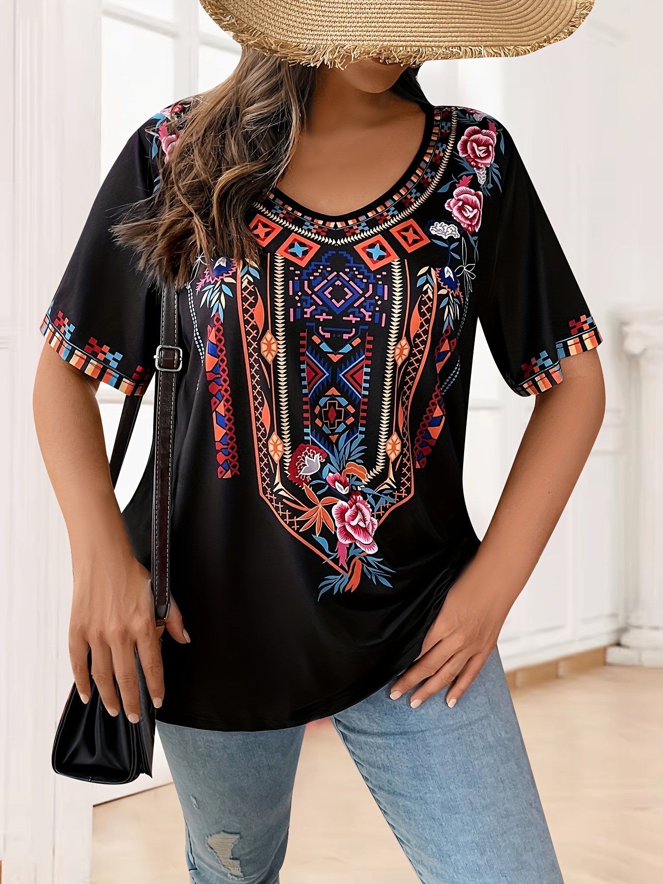 Plus Size Women's T-Shirt Boho - Crochet Top Boho ulasan dan harga