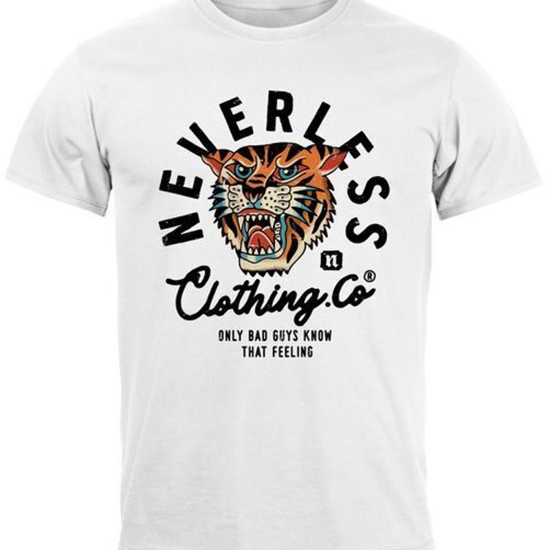 Mens T-Shirt Tiger Print Motif - Vintage Fashion Font ulasan dan harga