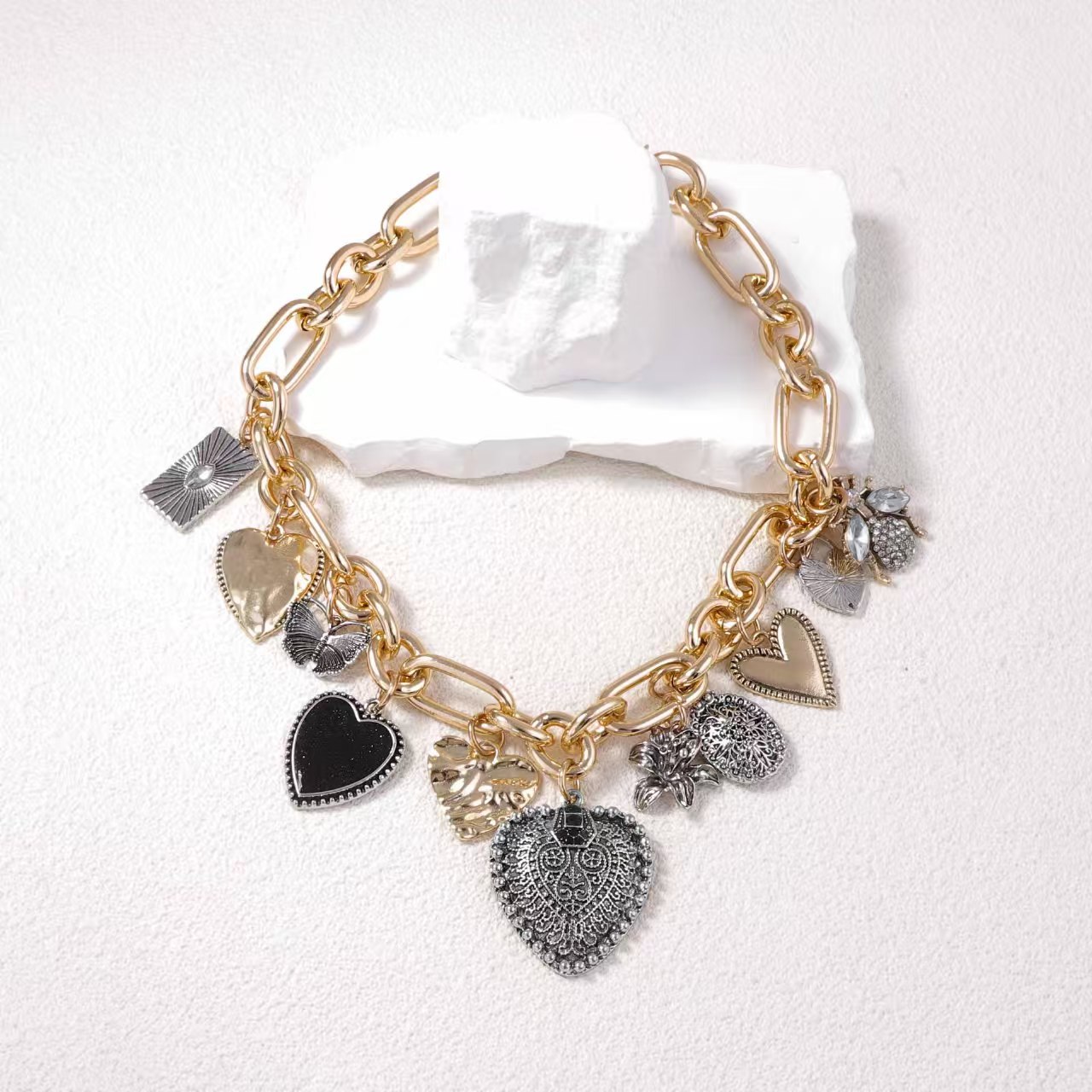 Z Vintage Necklace - Heart & B - Z Vintage Fashion ulasan dan harga