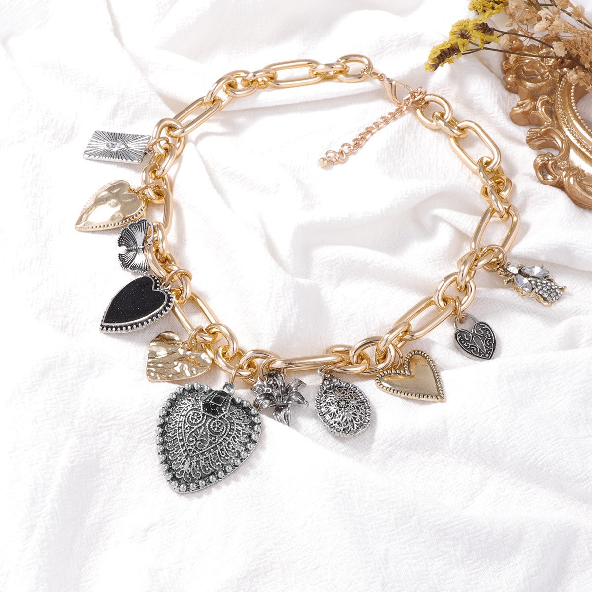 Z Vintage Necklace - Heart & B - Z Vintage Fashion ulasan dan harga