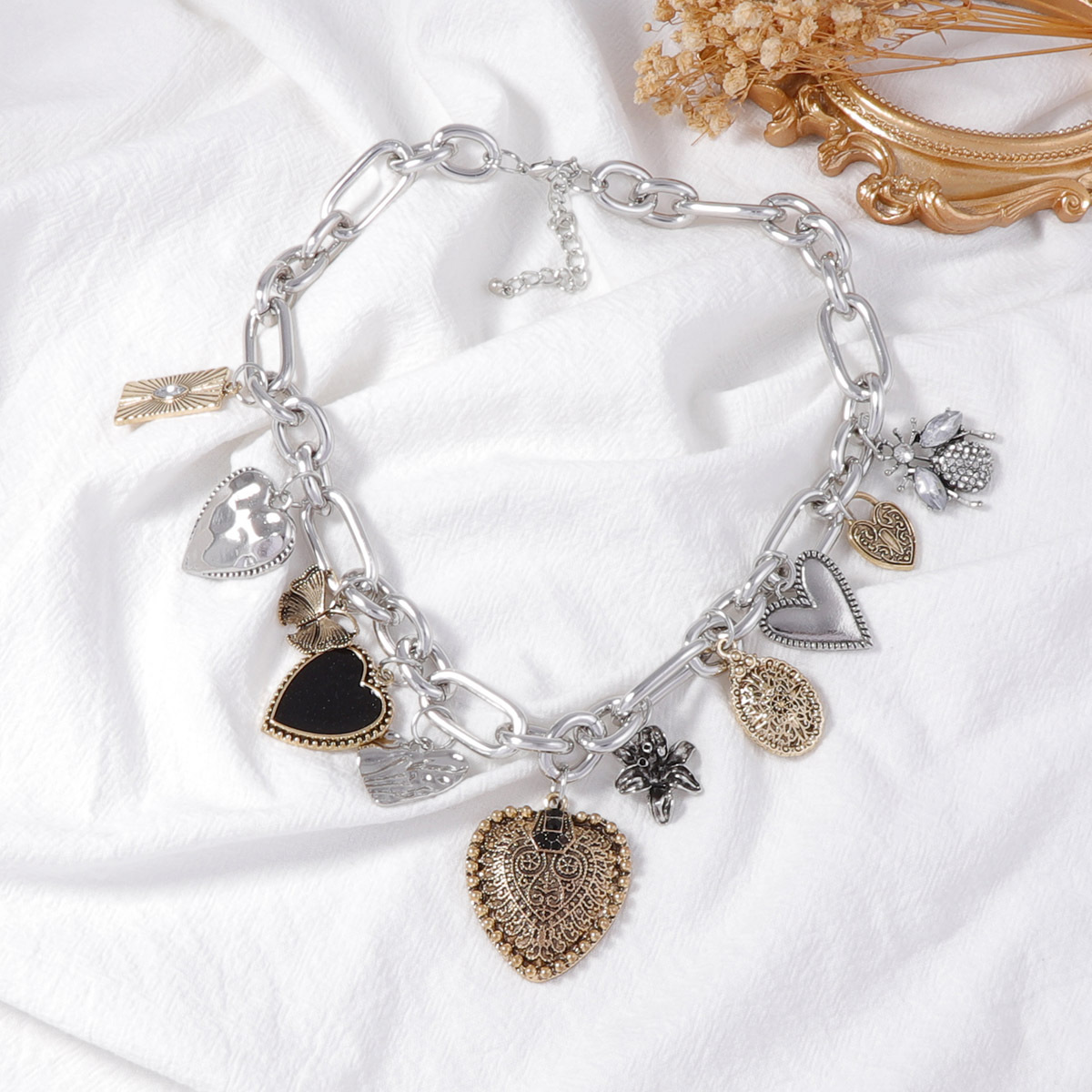 Z Vintage Necklace - Heart & B - Z Vintage Fashion ulasan dan harga